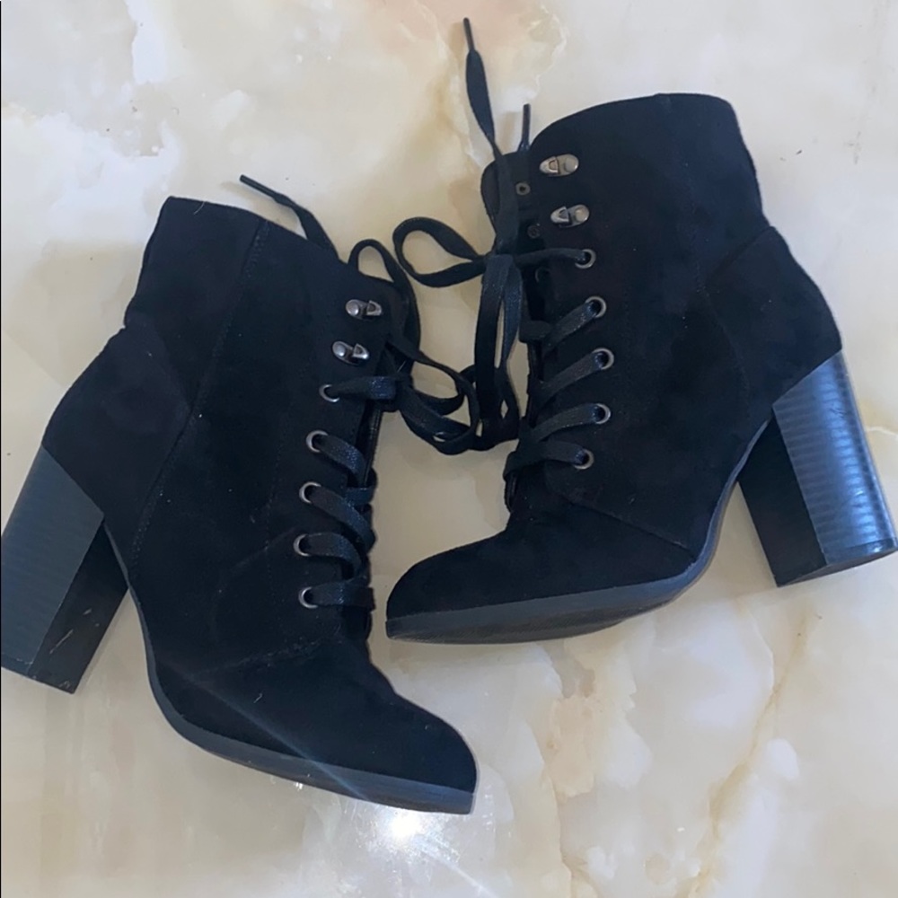 Lace up black boots